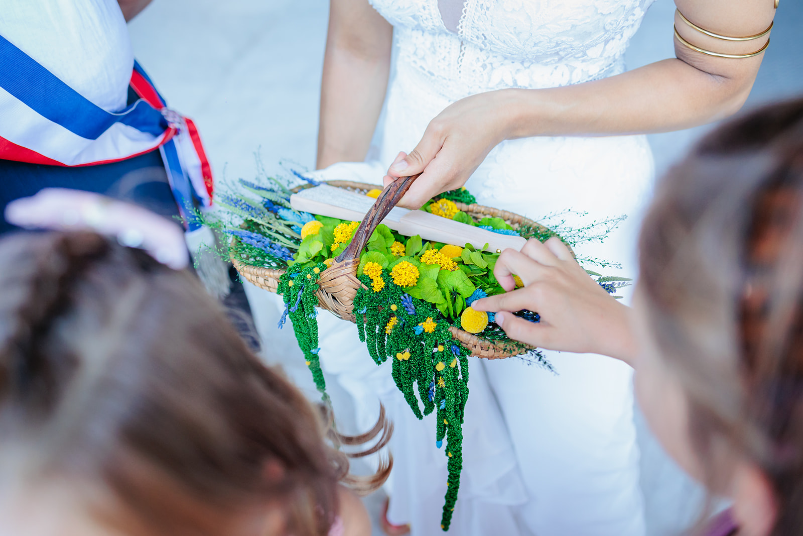 Panier de mariage fleuri, photo prise par Florian Fauvarque photographe mariage à Grenoble en Isère